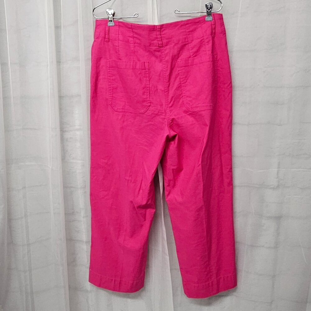 Nicole Miller Pink Cropped Pants Linen Blend Summer Beach Colorful 8 - Picture 6 of 9